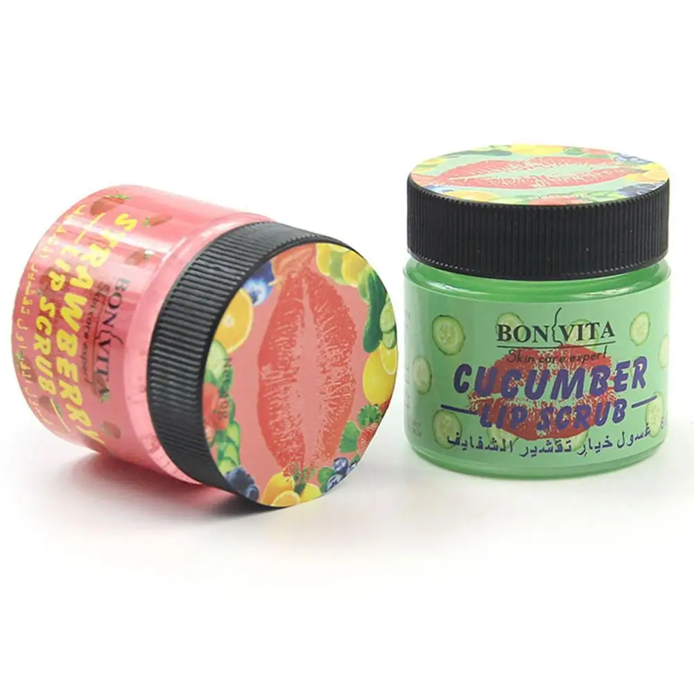 

1 PC Lip Scrub Cream Strawberry Cucumber Flavor Moisturizing Exfoliating Gentle Remove Dead 40g Skin Moisturizing Lip Skin Care