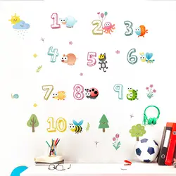 Мультфильм животный мир, растение красочные цифровые наклейки на стену для детей детские комнаты декор комнаты детская стенографическая