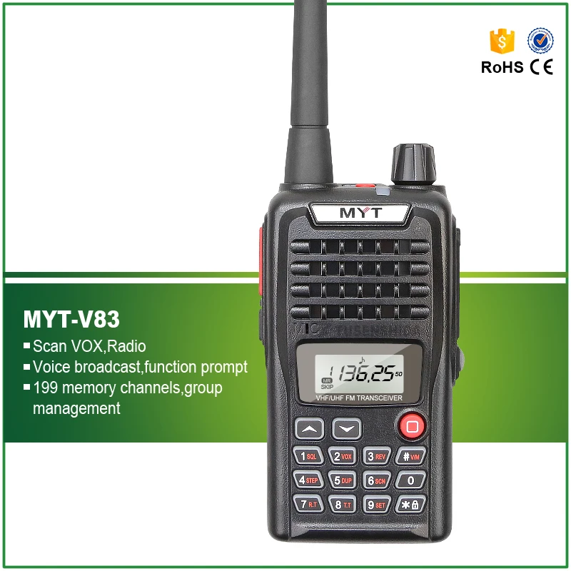 

High Quality MYT 5W Handheld VHF 136-174MHZ Portable Ham Amateur Transceiver V83