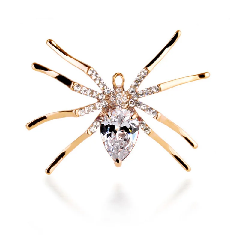 

Top Quality Rhinestone Colorful Spider Shape Colorful Zircon Style Decorative Brooch Pins For Women Gifts Jewelry Wholesale