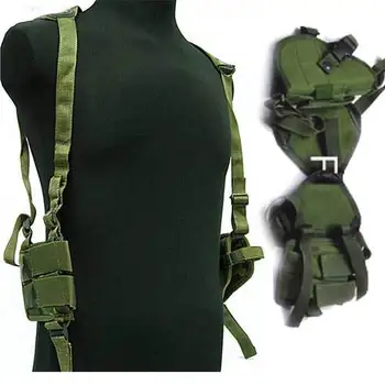 

Tactical Double Pistol Adjustable Shoulder Holster Military Pistol Gun Holster Magazine Pouch OD