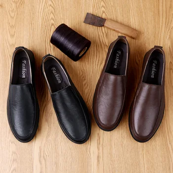 

Four season Genuine Leather Men Shoes Loafers Hole Soft Breathable Male Moccasins Flats Casual Footwear Driving shoes size 37-46