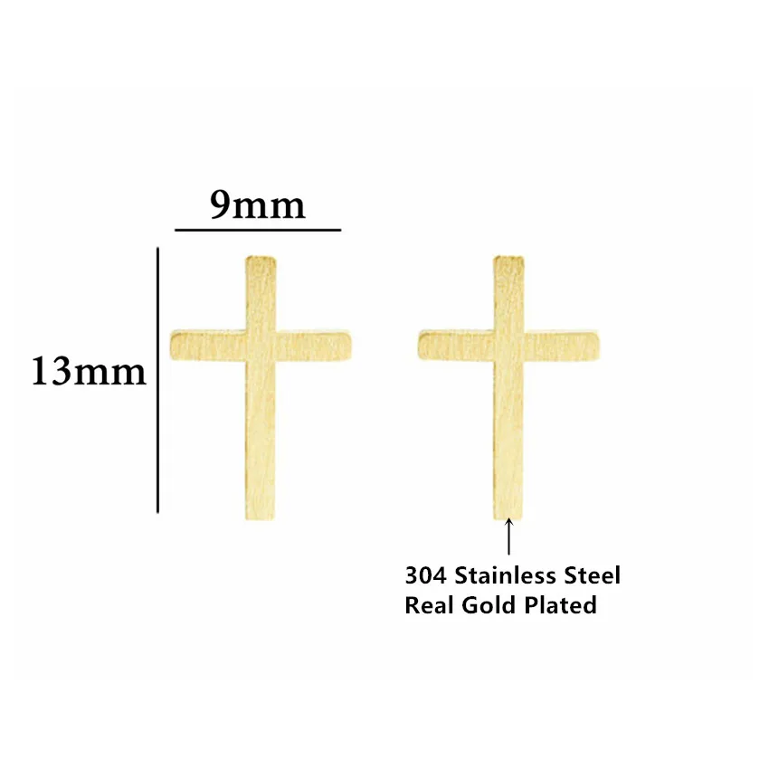 GORGEOUS TALE Gold Color Modern Cross Stud Earring For Women Punk Jewelry Set Stainless Steel Crucifix Chains Link Bracelet|Ювелирные