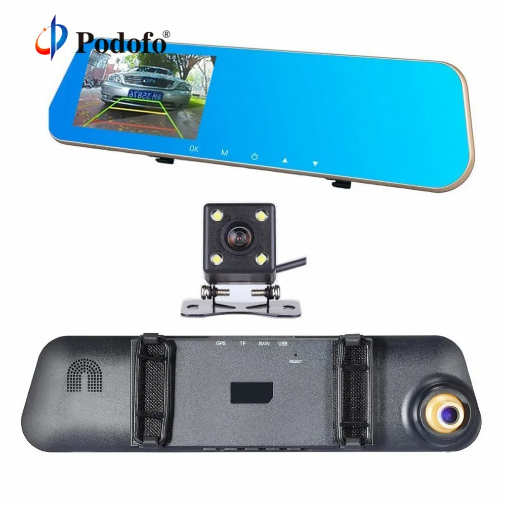 

AMPrime 4.3 Inch Car Rear View Mirror Dash Cam Auto Video Recorder Registrator Camcorder Dashcam With Dual Lens Car Camera Dvrs