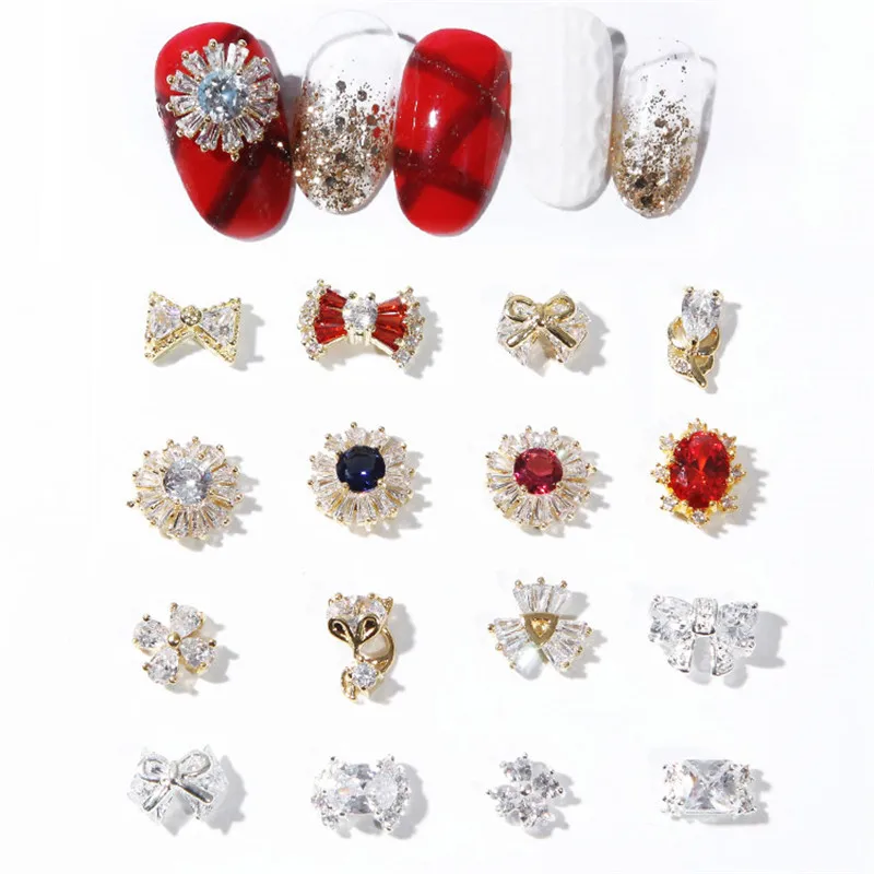 

5pcs New Arrival 3D Alloy Glitter Zircon Nail Art Decoration Bow Tie Luxury Crystal Nails Accessories Manicure Charms NP408