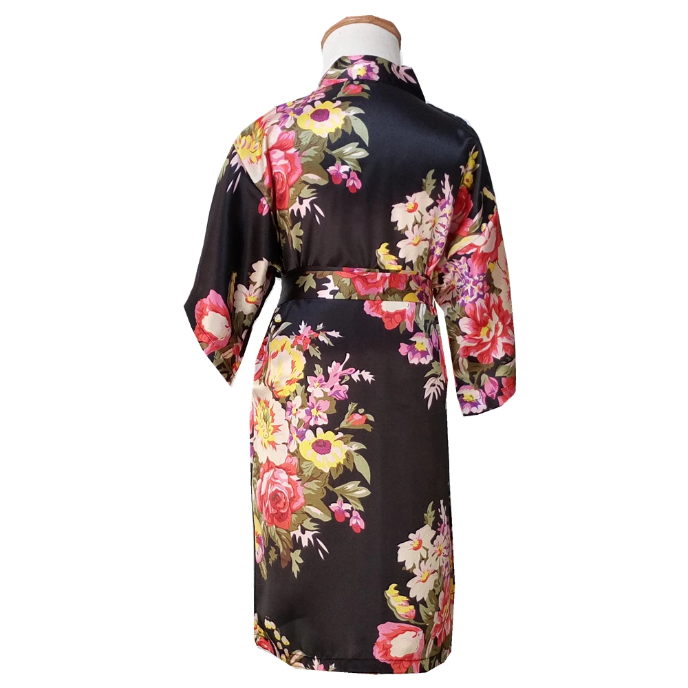 От 2 до 14 лет Детское кимоно для девочек шелковые пижамы, одежда для сна для детей Детский банный халат с цветочным рисунком симпатичная одежда для девочек