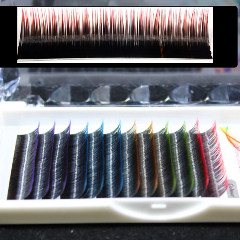 

New C curl 0.1mm 8-12mm false lashes Gradient 5 color eyelash individual colored lashes Faux volume eyelash extensions