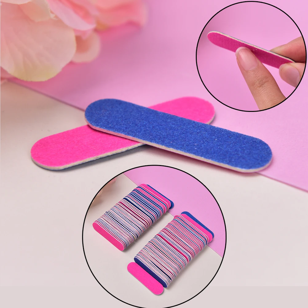 

100 Pcs 5cm Disposable Cuticle Remover Buffers Mini Nail Files Artificial Nail Sandpaper Slim Crescent Grit Callus Nail Art Tool