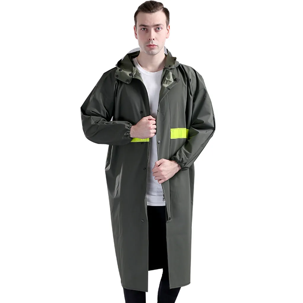 

Adult Outdoor Waterproof Raincoat Suit Impermeable Hooded Poncho Motorcycle Rainwear Reflective Stripes Hiking Fishing Rain Gear