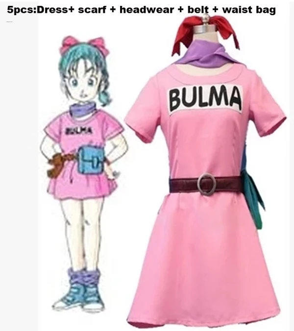 Взрослый; Дракон бальный Z Bulma; карнавальный костюм; летнее розовое платье; женские ботинки для косплея Bulma на Хэллоуин; синяя обувь; изготовление на заказ; Любой Размер - Цвет: as picture show