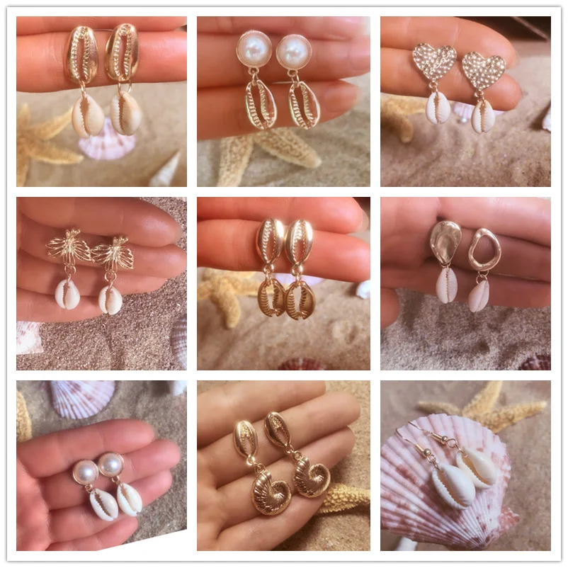 

Bohemian Conch Shell Metal Drop Earrings for Women New style Big Circle Dangle Earring Fashion Jewelry 2019 Female Boho Shell