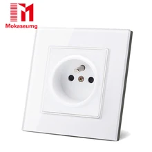 Европейская французская стандартная настенная розетка, белая пластиковая электрическая розетка с заземлением 86X86 мм, AC 110~ 250 В, 16A