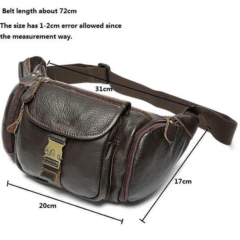 100% genuine leather waist bag men bags fanny pack first layer cowhide leather waist pack belt bag men genuine leather bags mini (19)
