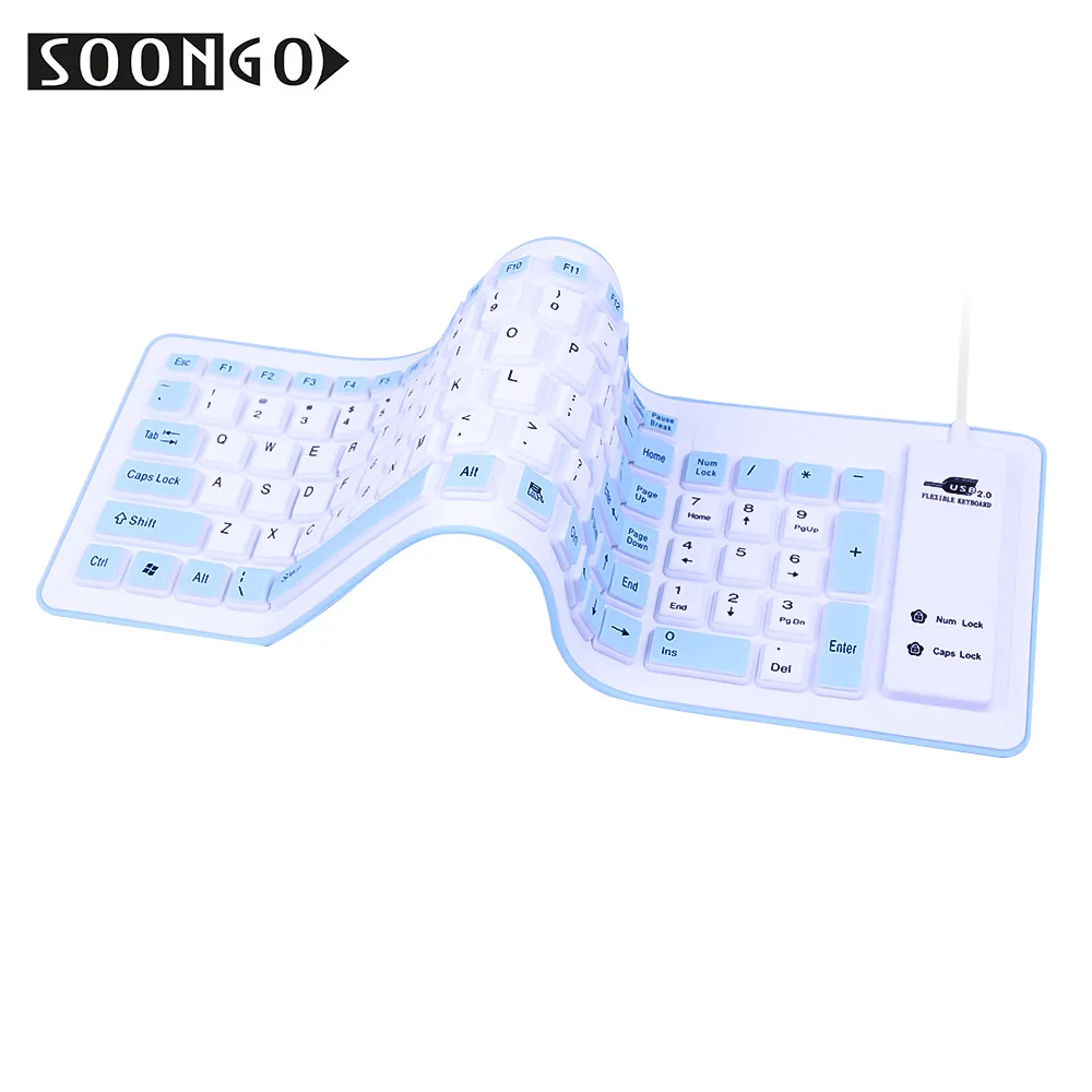 Folding Silicone Soft Keyboard Flexible Wired Slim Gamer Universal Teclado Portable Mini Roll-up Multicolor PC Desktop Laptop (6)