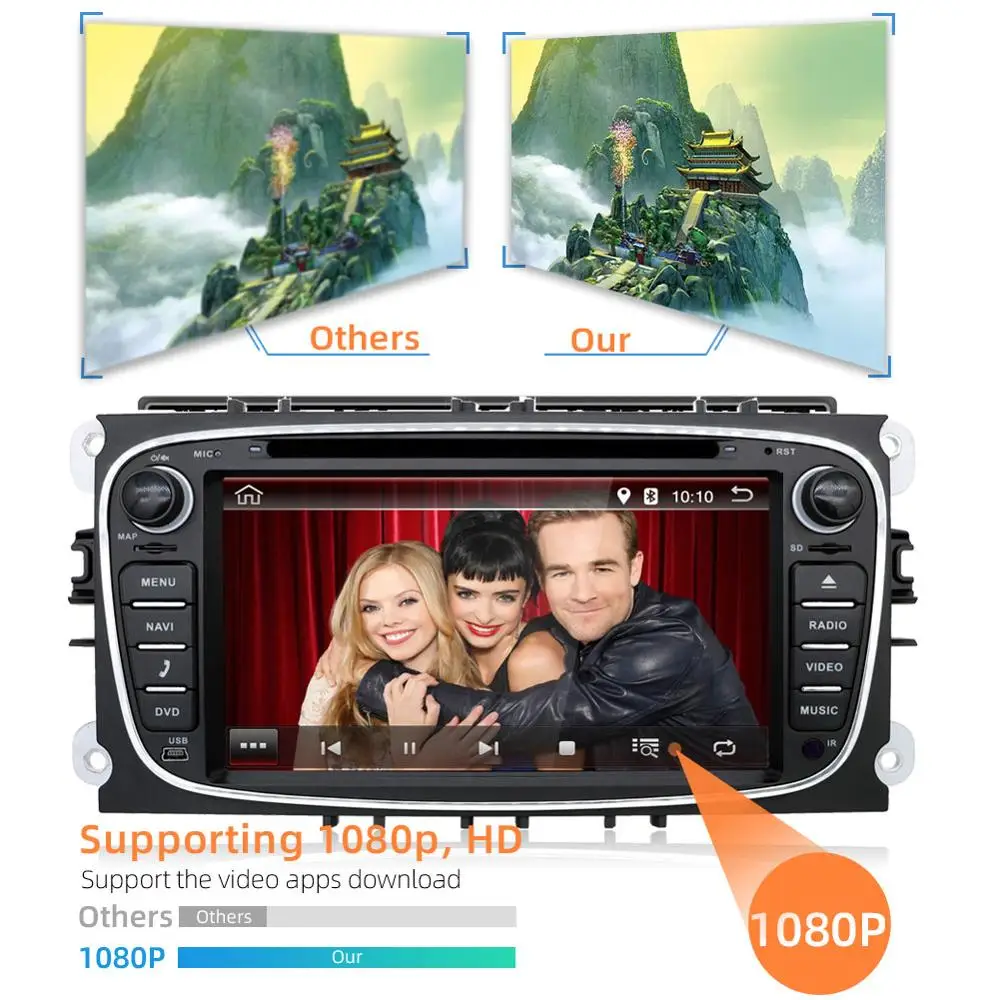 Excellent Bosion Android 9.0 Car Multimedia Player GPS 2 Din Octa Core car dvd for FORD/Focus/S-MAX/Mondeo/C-MAX/Galaxy wifi car radio GPS 4