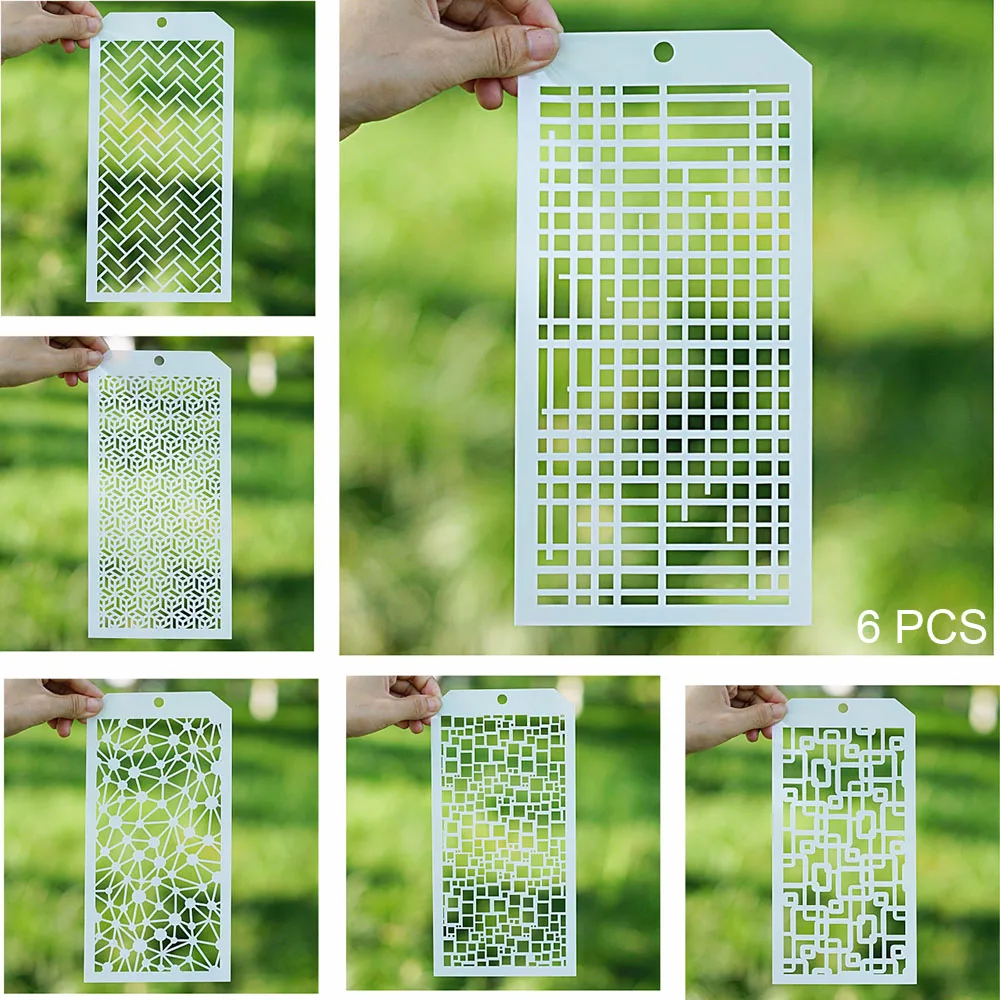 

6 PCS 12*24 cm Seamless Stencil for Scrapbooking Painting album Paper Card Making Craft Decorative Embossing Template