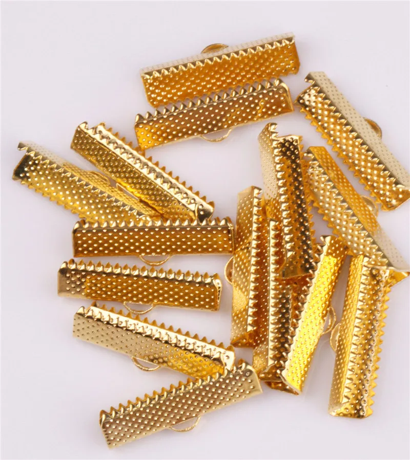 Wholesale 50pcs Dull Silver Gold Crimp Clasps in Bulk Metal Cord Bead