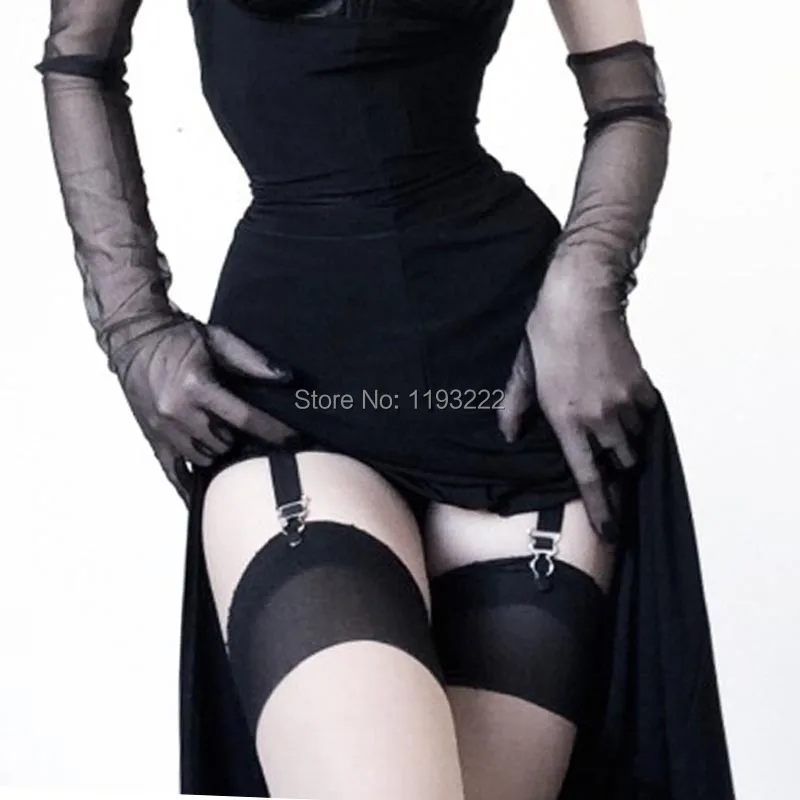 Punk Maid Cosplay Sexy Cuban Heel Back Seam Stockings Wide Band Top 