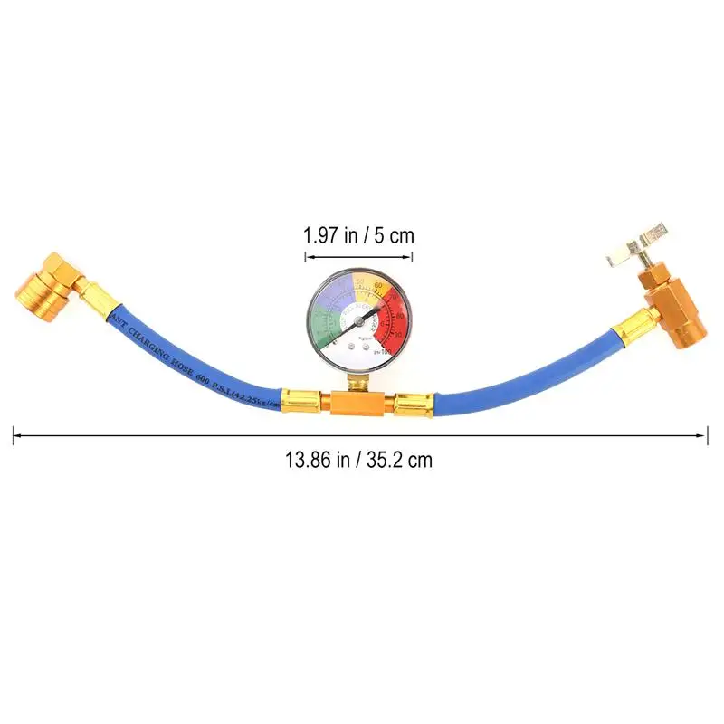 R134A хладоагент кондиционирования воздуха зарядный шланг с манометром для автомобиля 1/2 резьба для американского и европейского Авто состояние части