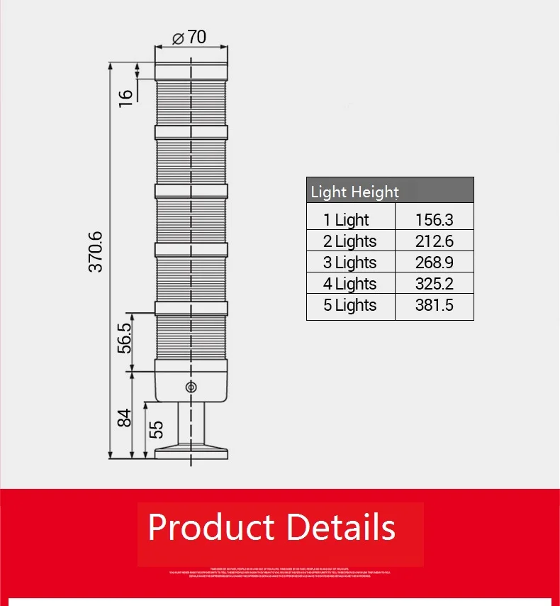 Предупреждающий сигнал лампа промышленная 5 слоев стек свет светодиодный сигнал башня сигнальный фонарь сигнализация Складная