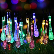 Солнечная светодиодная струнная полоса Дождевая капля Солнечная газонная лампа Водонепроницаемая для рождества праздничный декор для сада Фея солнечная батарея свет