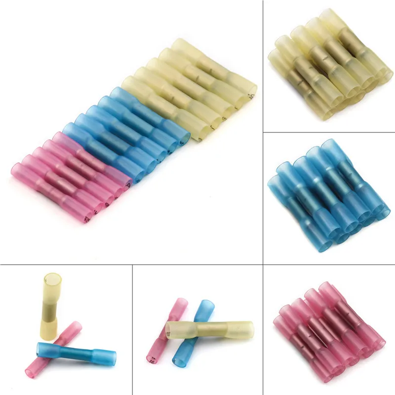 

100pcs Waterproof 3Size Heat Shrink Butt Terminal Insulated Seal Wire Cable Connectors Crimp Terminals 22-10AWG Assortment Kit