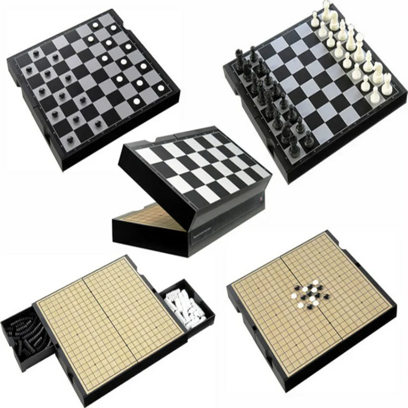 

New 4-in-1 Chess & Checkers & 19th Road Go & Gomoku Entertainment Educational Toys Parenting Games