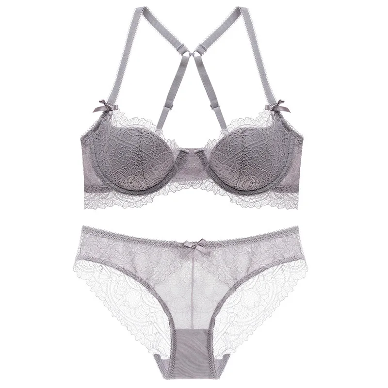NEW Sexy Lace thin cup Bandage Lingerie Set Charm Seduction Push Up Underwear Women Elegant Breathable panties bra set