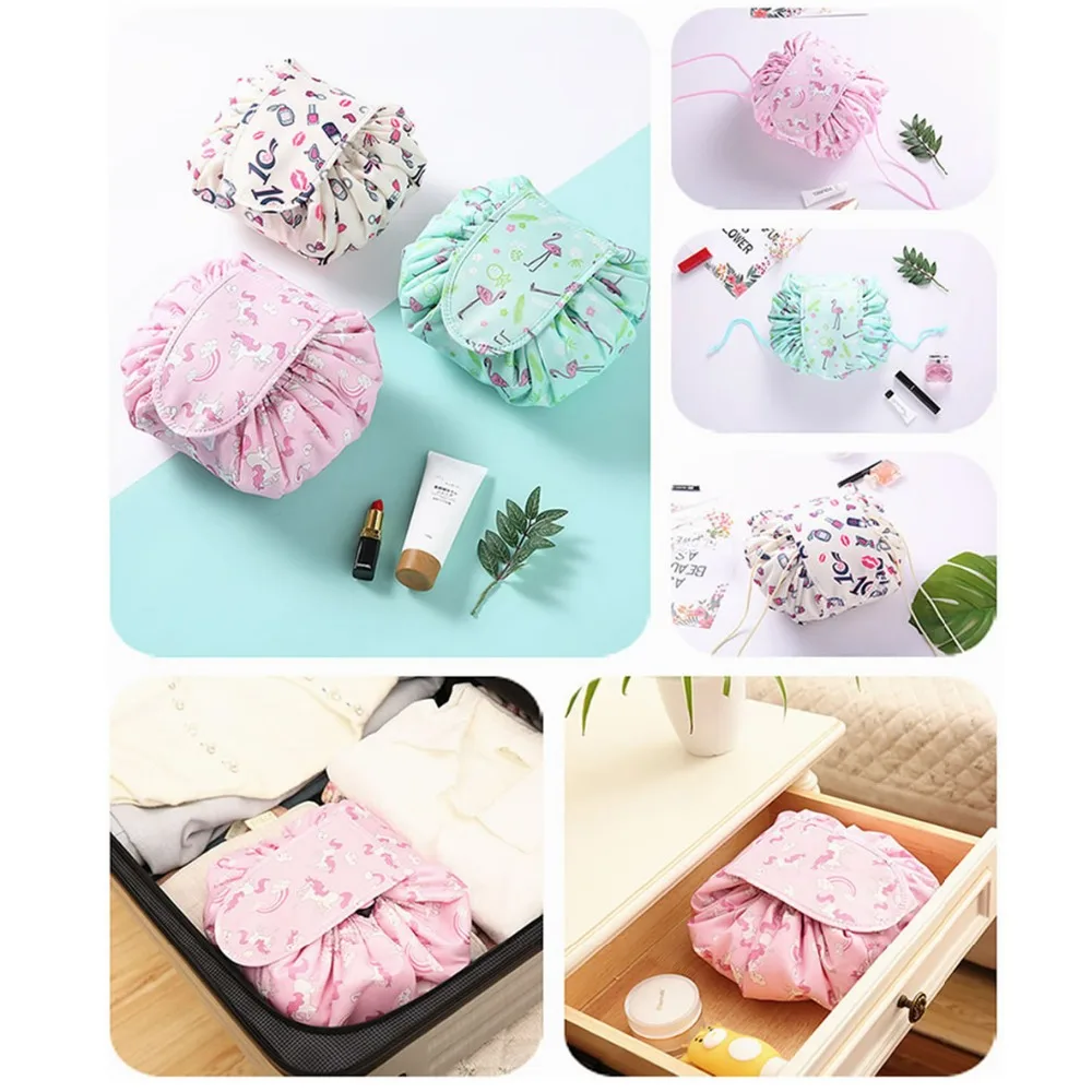 

Drawstring Lazy Cosmetic Bag Animal Unicorn Makeup Case Women Travel Make Up Organizer Storage Pouch Toiletry Wash Beauty Kit