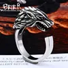 BEIER Punk Viking Cool stainless steel 3D  Winterfell Wolf Man Ring christmas Amulet Jewelry BR8-075 ► Photo 3/6