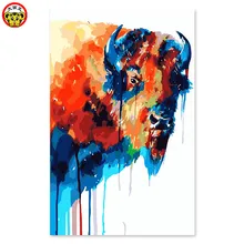 Цифровая живопись ручная раскраска абстрактные тибетские Акварельные картины декоративные яки собственные цветные цветы