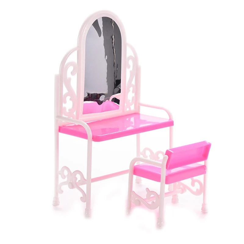 

New Fashion Fancy Classical Dresser Table Chair Kids Girls Play House Bedroom Toy Girls Accessories For doll Doll Furniture