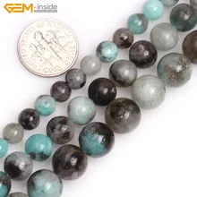 Драгоценный камень внутри 6-10 мм, натуральный круглый Зеленый Американский Мадагаскар черный Амазонит бусины для изготовления бижутерии 15 дюймов DIY бусины