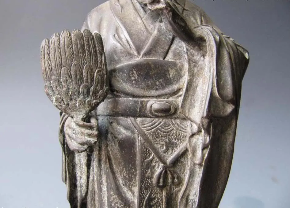 

China Famous Three Kingdoms Pure Bronze militarist Zhuge Liang (Kongming) Statue