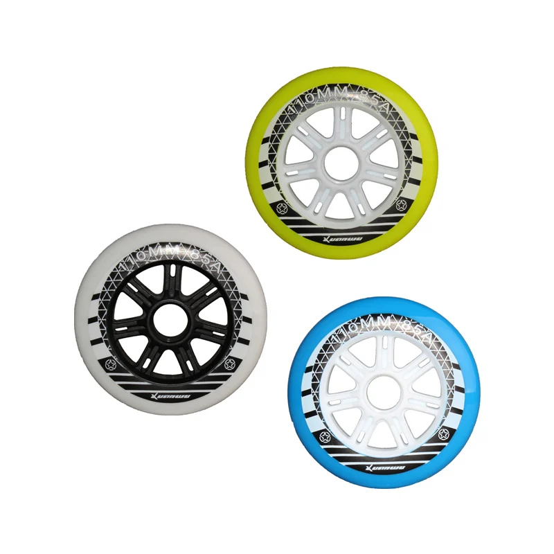 

Original Xuanwu 110mm Skating wheel for Inline Speed Skates Racing Patines, Yellow Green 85A Grip for Powerslide STS Cityrun