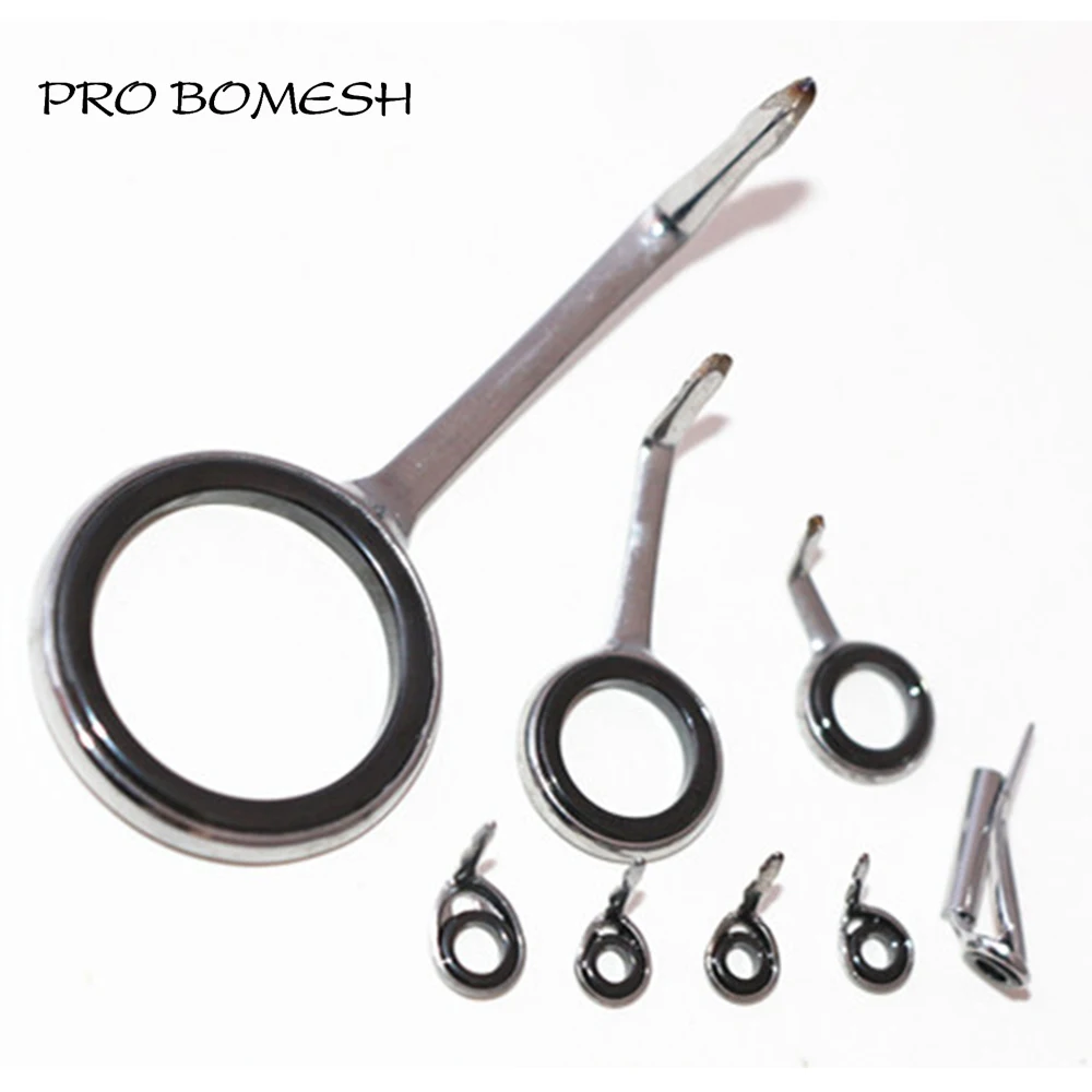 Pro Bomesh 5g 8pcs/Kit Light Spinning Fishing Rod Guide Set Kit SIC Ring Stainless Steel Guide DIY Fishing Guide Rod Accessory