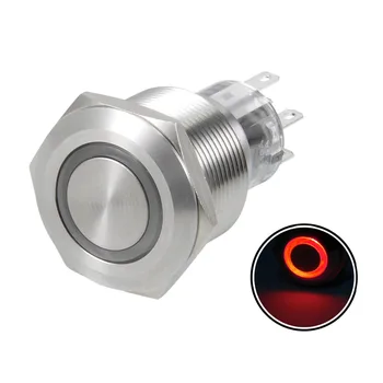 

Uxcell Latching Metal Push Button Switch 22mm Mounting Dia DPDT 2NO 2NC 24V Red LED Light To DIY Project Power Button Led Switch