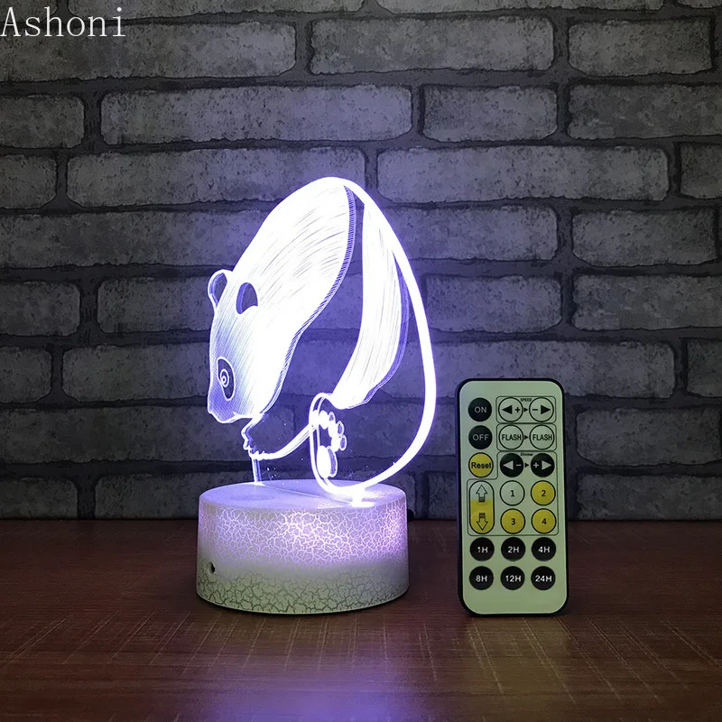 Милая Панда 3D настольная лампа светодио дный LED ночник 7 цветов Изменение спальня сна освещение домашний декор подарки