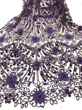 

glitter lace fabric 450*125CM purple african lace fabric with sequin high quality white sequin fabric for evening dress sewing