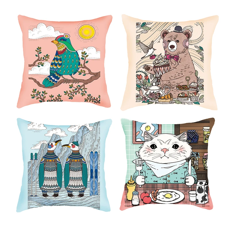 

Elk Pillowcase cute cartoon Christmas Plush 45cm*45cm Pillows Case Cover Bedroom Christmas Home Decorative W/zipper