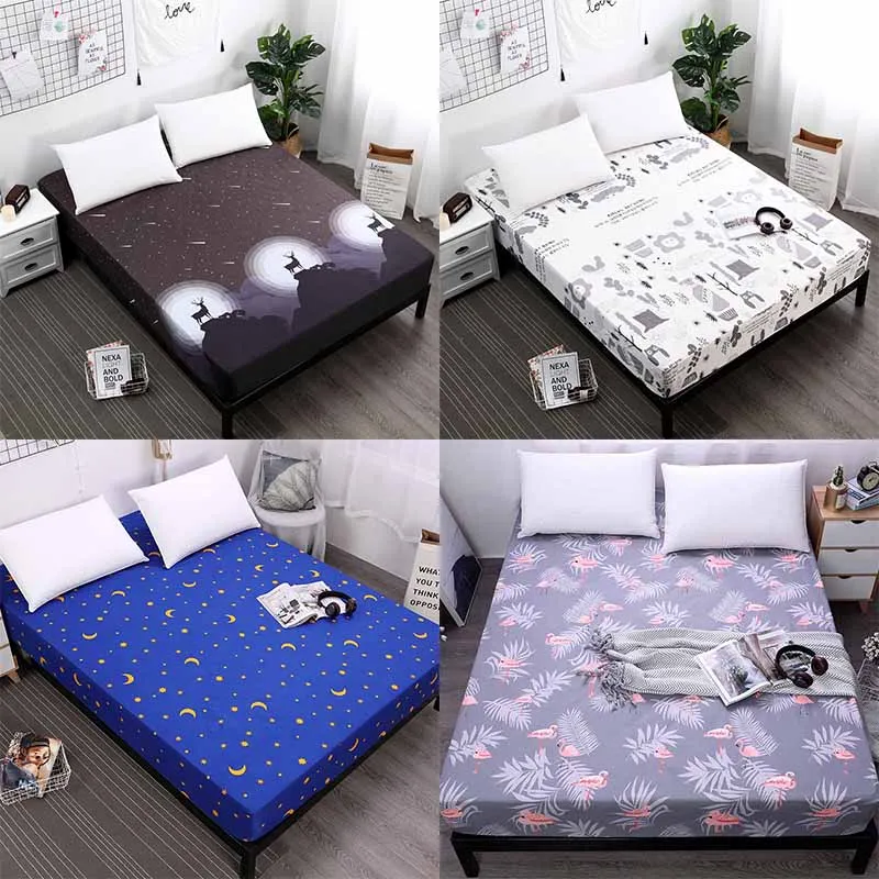 

1pcs 100% Polyester Super soft Fitted Sheet On Elastic Band Polyester Mattress Cover Four Corners With Elastic Band Bed Sheet