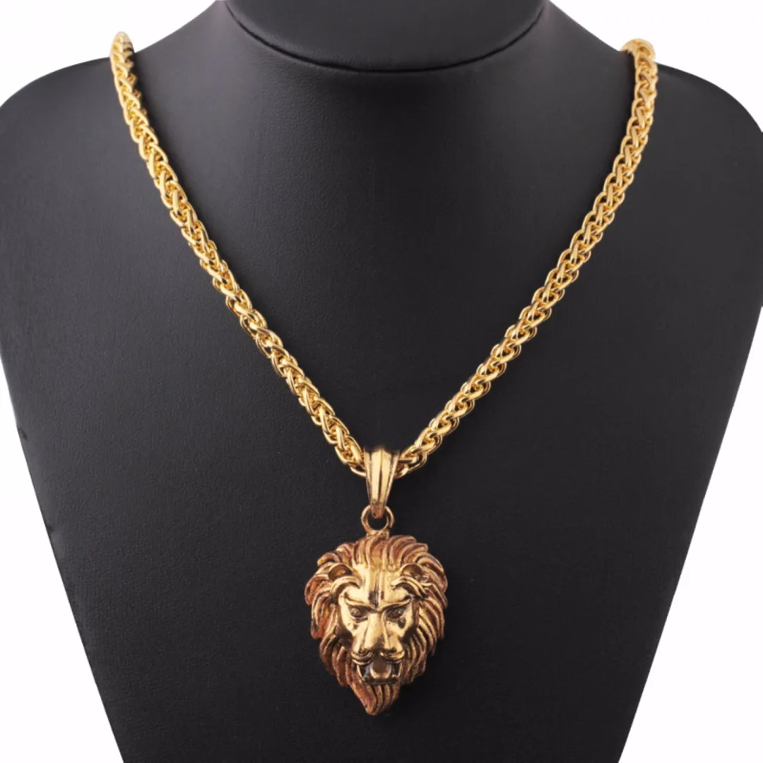 Men's Stainless Steel Luminous Glowing In The Dark Lion Head Pendant Necklace