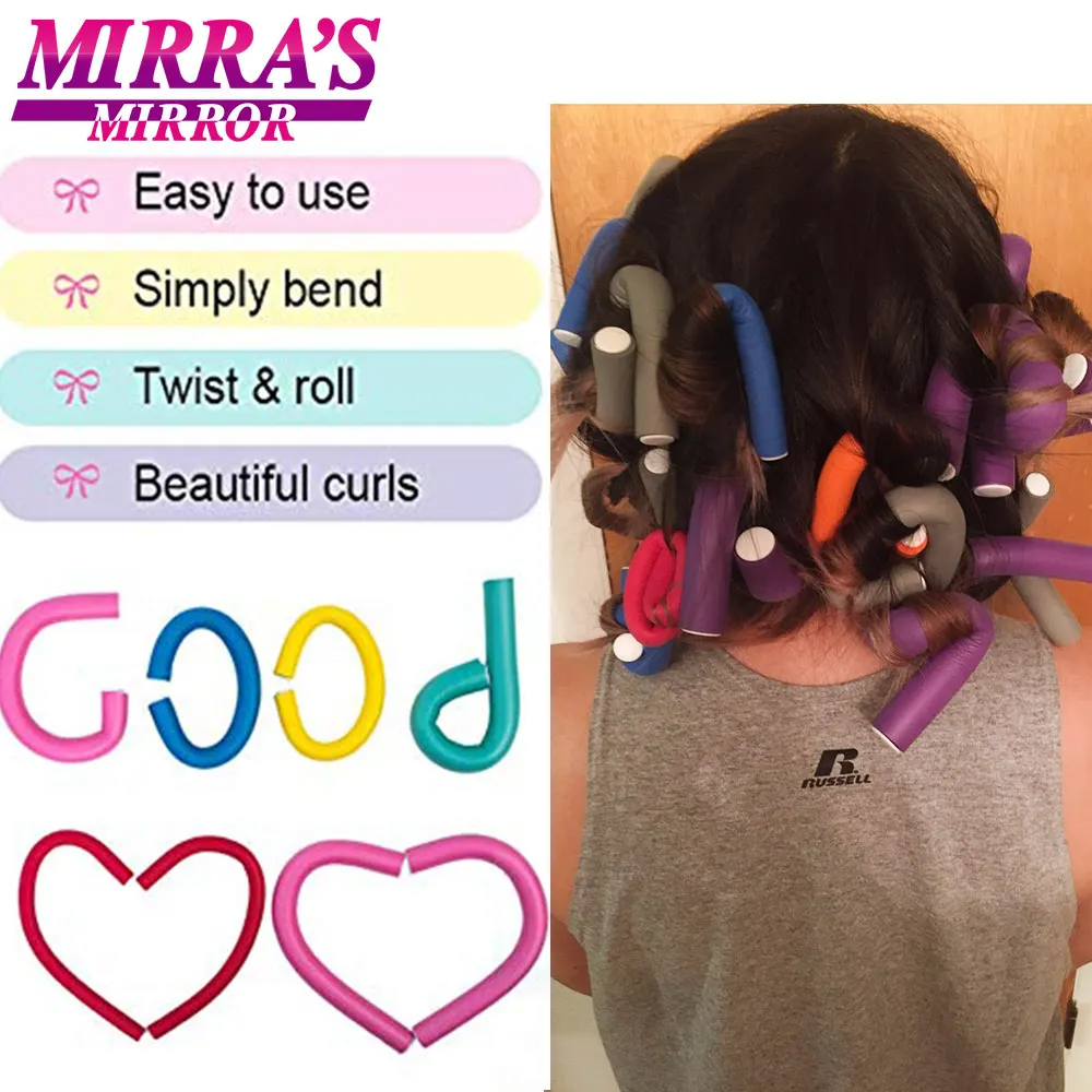 Mirra's Mirror 10 шт./партия Волшебная плойки для волос бигуди локон волос гибкие стержни спиральная пена Бенди завивки волос инструменты случайных цветов