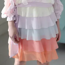 LYNETTE’S CHINOISERIE 2016 Spring Summer New Women Macaron series decoration color block layered chiffon bust skirt
