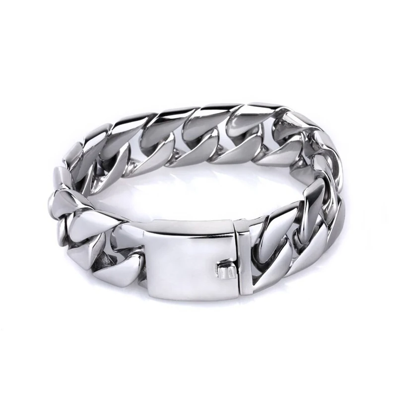 Большой Блестящий глянцевый браслет из нержавеющей стали мужские браслеты Рок Панк 20 мм широкая большая цепь браслеты ювелирные изделия аксессуары