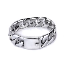 Большой Блестящий глянцевый браслет из нержавеющей стали мужские браслеты Рок Панк 20 мм широкая большая цепь браслеты ювелирные изделия аксессуары