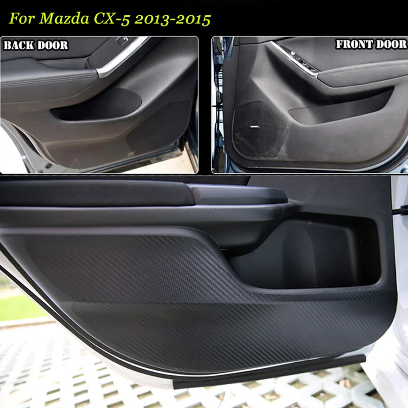 

4pcs New Interior Carbon Fiber Doors Side Edge Anti-kick Protection Pad Sticker For Mazda CX-5 2013-2015