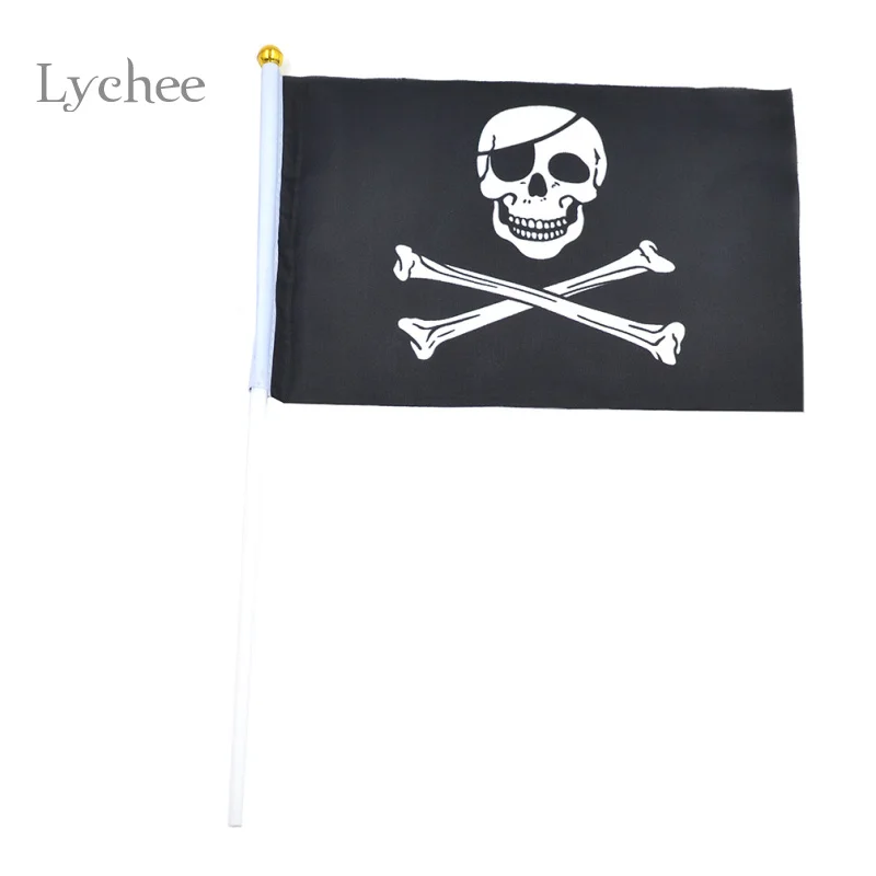 Lychee 5 шт./лот крест и череп скрещенные кости Веселый Роджер Пираты ручной Флаг 21x14