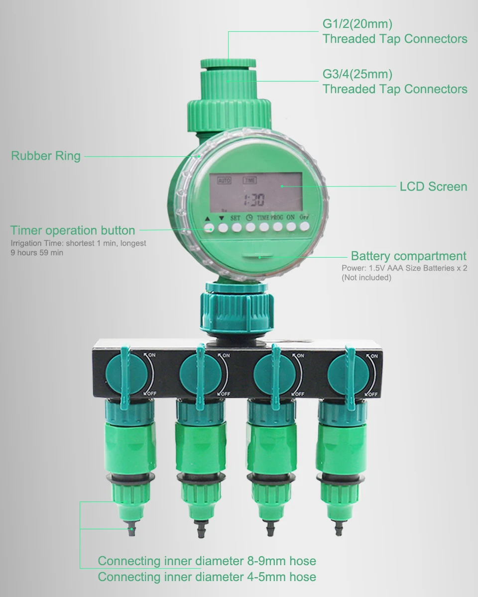 ЖК-таймер для воды в саду, автоматический Электрический цифровой таймер для орошения, система полива, интеллектуальный контроллер для полива цветов