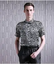 Blockbuster mulberry silk silk satin men’s short sleeve shirt design and color